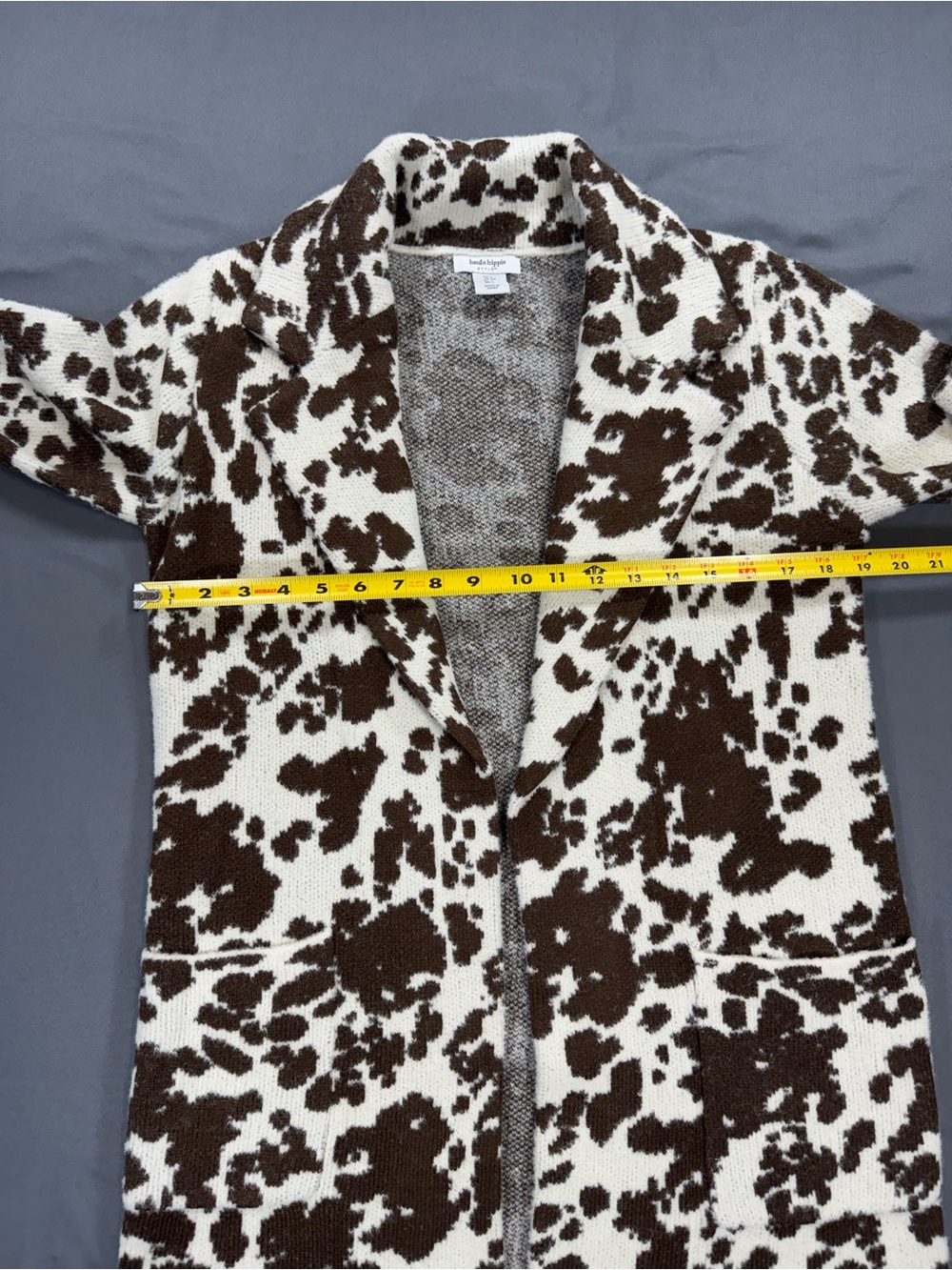 Haute Hippie Brown & Cream Patterned Teddy Open Front Cardigan - Picture 6 of 7